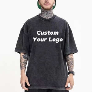 Streetwear épais lavé à l'acide recadrée impression d'épaule tombante 100% coton blanc uni Vintage surdimensionné Boxy t-shirt pour hommes - Product Image 5