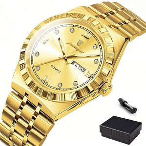 Reloj de pulsera analógico de moda para hombre POEDAGAR en tono dorado - Product Image 5