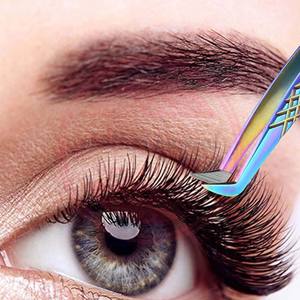 Pinzas de pestañas de Punta puntiaguda inclinada Pinzas de acero inoxidable para extensión de pestañas a la venta - Product Image 2