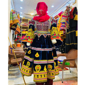 2024 Vintageอัฟกานิสถาน Kuchi ชุดแฮนด์เมดชนเผ่าแบบดั้งเดิมปักผู้หญิงอัฟกานิสถาน Kuchi เทศกาลชุดพัชทูนวัฒนธรรม - Product Image 3