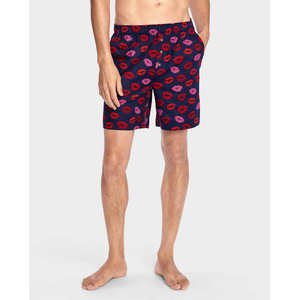 Pantalones cortos de pijama de franela satinada de seda helada para hombre, albornoz largo XL cómodo con estampado de logotipo personalizado para uso doméstico o hotelero en azul - Product Image 3