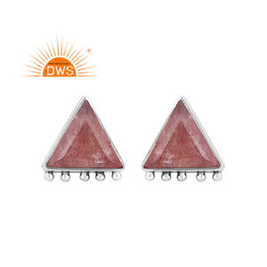 Vente chaude oxydé en argent Sterling naturel fraise Quartz pierres précieuses boucle d'oreille bijoux personnalisés pour les femmes cadeau pour elle - Product Image 1