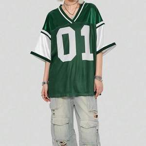 เสื้อฟุตบอลคอวีโอเวอร์ไซส์สำหรับทั้งชายและหญิงเสื้อฟุตบอลคอวีแบบกำหนดเองสวมใส่สบายและมีสไตล์สำหรับผู้เล่นฟุตบอลชายและหญิง - Product Image 3