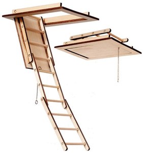 Escalera Plegable de Madera Maciza para Ático, Escalera Retráctil de Madera para Ático, Venta Directa de Fábrica - Product Image 3