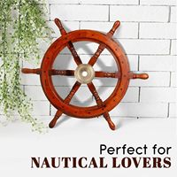 MARCO ENTERPRISES Roue de bateau nautique moderne en bois finition laiton poli, décoration murale faite à la main, décoration de volant