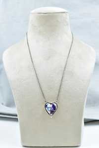 Collier de chaîne ajustable de 18 pouces fait à la main en argent sterling fait à la main violet Dahlia Turquoise avec plaqué or et rhodium - Product Image 5