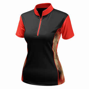 Performance Fabric Custom Logo <b>Lady</b> Short Sleeve Shirt 14 Zip <b>Neck</b> Women Clothes Black <b>Ladies</b> Sport <b>Polo</b> T-shirts - Product Image 6