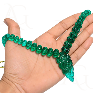 Collier d'émeraudes cultivées en laboratoire Perles à facettes lisses polies vertes Nano Cut Gemstone Strand for Jewelry Making Customisable - Product Image 4