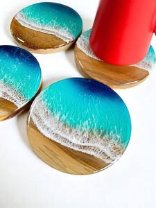 Juego de posavasos de madera y resina de alta calidad, posavasos de piedra de resina epoxi de madera natural duradera para mesas de té, café y comedor - Product Image 2
