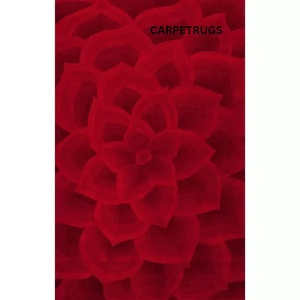 Alfombra de lana Mohawk Baho de algodón de alta calidad 100% moderna, Alfombra de área hecha a mano con patrón Floral Rojo Negro silenciado para sala de estar - Product Image 4