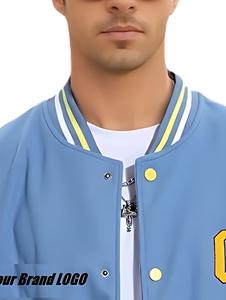 Veste universitaire d'hiver pour homme, personnalisée et élégante, style urbain, avec boutons-pression, devant brodé, col montant, ourlet côtelé en toile, fabrication OEM, vente en gros - Product Image 2