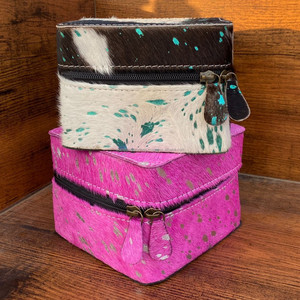 Nuevo estilo occidental hecho a mano metálico pelo en cuero de piel oculta cajas de joyería lindo viaje joyería esencial almacenamiento mínimo - Product Image 3