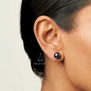 Pendientes de Perlas Negras, Plata de Ley 925, Iridisencia de Pavo Real para Bodas - Product Image 2