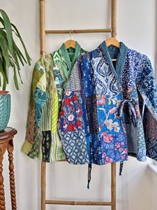 Tendance indien Kantha Kimono femmes dames plage fête anniversaire tenues dans des Styles indiens ethnique tenue bloc impression Kimono ensemble - Product Image 3