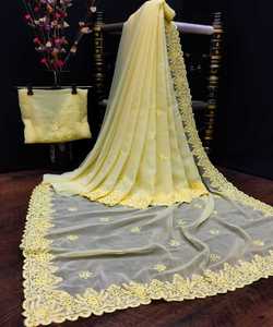 Auto conçu fête porter concepteur soie brodé Saree avec chemisier pièce marché de gros bas prix en vrac Sari dames porter 500 ethnique - Product Image 3