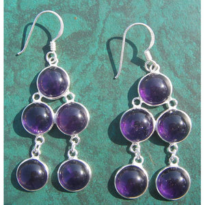 Boucles d'oreilles chandelier vintage Shah Gems pour femme en argent sterling 925 avec améthyste naturelle, grenat et sertissage clos en or rose, style vintage - Product Image 1