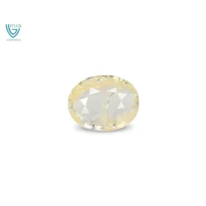 Saphir Jaune Naturel (Pukhraj) 4,66 Carats Taille Ovale Facettée Pureté VVS Couleur Peridot Riche Alexandrite Aigue-marine Tourmaline - Product Image 1