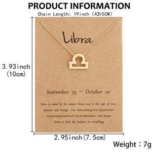 <span class=keywords><strong>2023</strong></span> gros plaque d'or collier de mujer astrologie horoscope bijoux en acier inoxydable minimaliste 12 zodiaque collier - Product Image 3
