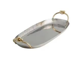 ถาดเสิร์ฟอลูมิเนียมเคลือบสีเงินถาดโลหะหรูหราสำหรับโต๊ะอาหารและร้านอาหาร - Product Image 1