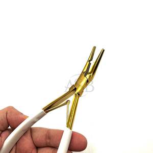 Nez incurvé 7 pouces Pince à micro-perles Outil d'extension de cheveux multifonctionnel en acier inoxydable avec impression de logo personnalisé OEM - Product Image 6