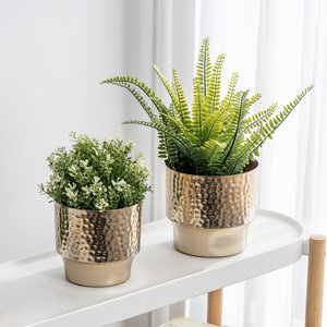 กระถางต้นไม้ทำจากโลหะสีทองทุบสำหรับห้องนั่งเล่นของตกแต่งสวนในโรงแรม - Product Image 2