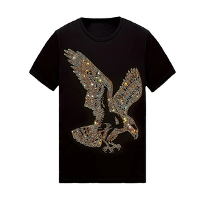 Diseñador de lujo personalizado Rhinestone camisetas negro 100% algodón hombres Camisetas cuello redondo verano Streetwear Bling Crystal camiseta - Product Image 1