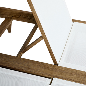 Chaise longue moderne en teck double, durable, avec siège en sling, pour hôtel, cour, bord de piscine et usage extérieur - Product Image 6