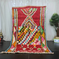 Tapis tribal berbère marocain authentique fait à la main Azilal Boujaad tapis multicolore Patchwork Design tapis de chambre à coucher de style bohème