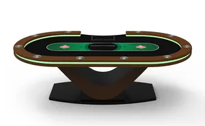 Casino sınıf lüks LED tasarım Poker masası katı ahşap boyalı 8 ila 10 kişi Texas masa kullanımı için