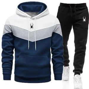 2025 hombres Casual Tricolor diario sudadera traje de alta calidad 100% algodón Jogging deportes chándal para invierno - Product Image 6