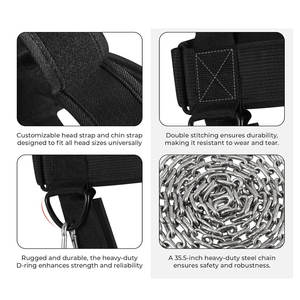 สายรัดคอสำหรับฝึกยกน้ำหนักที่คอสายรัดศีรษะสร้างกล้ามเนื้อพร้อมโซ่และสายเหล็กยาวที่ปรับได้ - Product Image 5