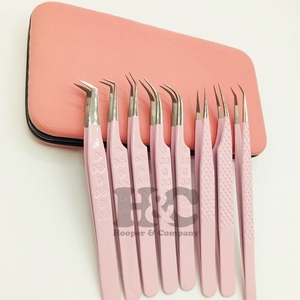 Pince à épiler rose pour bébé Extension de cils à pointe en fibre Pince à épiler rose clair en vison durable en acier inoxydable à prise solide Logo personnalisé - Product Image 2