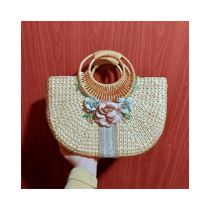 Sac en jacinthe d'eau de qualité supérieure du Vietnam tissage en mélange d'herbiers avec fermeture magnétique et poche intérieure pour le style et le shopping - Product Image 5