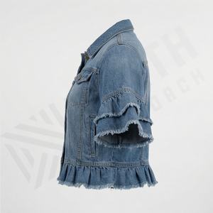 Chaqueta Vaquera de Diseño para Mujer, Algodón Vintage Lavado, Abrigo Informal de Mezclilla, Prenda Exterior Elegante Personalizada, Ropa de Calle de Moda, Top Personalizado - Product Image 3