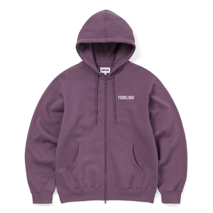 Sweat-shirt à capuche unisexe marron avec fermeture éclair, 100% coton, manches longues, décontracté, couleur unie, avec poches latérales, coupe-vent - Product Image 3