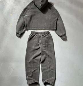 Survêtement unisexe décontracté d'hiver, tendance, en tissu épais délavé à l'acide, respirant, grande taille, coupe classique - Product Image 3