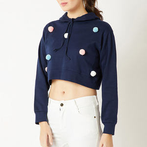 เสื้อครอปฮู้ดดี้ผู้หญิงคุณภาพสูง ผ้าฝ้ายเฟรนช์เทอร์รี่ พิมพ์ลายตามสั่ง แฟชั่นสตรีทแวร์ฤดูหนาว ให้ความอบอุ่น - Product Image 3