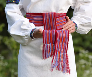 Cinturón Tejido Ucraniano, Cinturón Étnico Folclórico Tejido a Mano para Mujer, Cinturón Bordado Tradicional Bohemio - Product Image 6