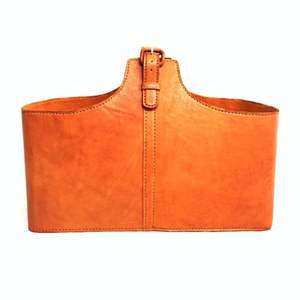 The Rustic Rattan Revival Leather <b>Log</b> <b>Carrier</b> & Magazine Basket Homestead Full-Grain Leather Firewood & Blanket Tote - Product Image 4