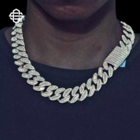 Collier ras du cou personnalisé en argent sterling avec chaîne cubaine glacée et moissanite, bijoux hip-hop pour rappeur, cadeau de fiançailles et de mariage unisexe
