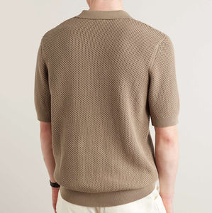 เสื้อยืดคอตตอนโพลีเอสเตอร์สำหรับผู้ชายเสื้อโปโลแขนสั้นผ้าถักลายรังผึ้งสำหรับฤดูร้อน - Product Image 1