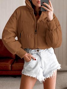 Cortavientos para exteriores, cálido, informal, para mujer, transpirable, acolchado, abrigo de invierno de talla grande, edredón para mujer, abrigo de burbujas, chaqueta de plumón para mujer - Product Image 5