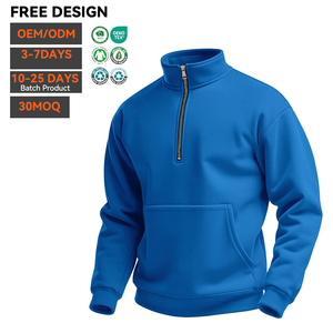 Sudadera OEM extragrande de peso pesado con cremallera de un cuarto, logotipo bordado personalizado, fabricante mayorista de sudaderas para hombre - Product Image 1