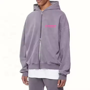 Sudadera con capucha cálida con cremallera para hombre Sudadera con cremallera informal con estilo para ropa de calle French Terry 450 GSM Sudadera con cremallera de gran tamaño para hombre - Product Image 3