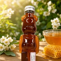 490g Natürlicher Honig in Bärenförmiger Plastikflasche mit Silberkappe Reiner Goldener Honig für Tee, Frühstück, Backen und Gastronomie