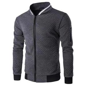 Chaqueta de Punto para Hombre, Otoño/Invierno, Estampado de Cuadrícula de Diamantes, Contraste de Colores, Manga Larga, Corte Ajustado, Cuello con Cremallera, Estilo Casual, Deportivo - Product Image 3