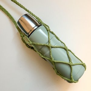 กระเป๋าใส่ขวดทำจากผ้าฝ้ายทำมือสำหรับเดินทางรักษ์โลกใช้ซ้ำได้เครื่องกรองน้ำสีดำสีเขียว - Product Image 1