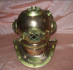 Casque de plongée en laiton et cuivre bleu marine, fabriqué à la main, de qualité supérieure, casque de plongée sous-marine antique - Product Image 1