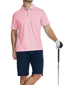 เสื้อโปโลมีซิปครึ่งสีชมพูแบบเรียบเสื้อโปโลมีกระเป๋าว่างเสื้อโปโลระบายอากาศได้ดีสำหรับยิมฟิตเนสยิม - Product Image 4