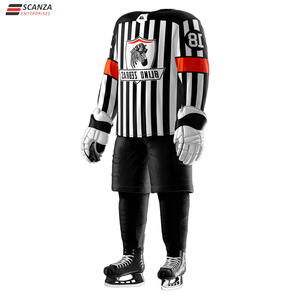 Unisex Cool Red White Black Ice Hockey Wear Set Equipo personalizado OEM Nombre Impreso Jersey Calcetines Pantalón Shell para adultos - Product Image 4